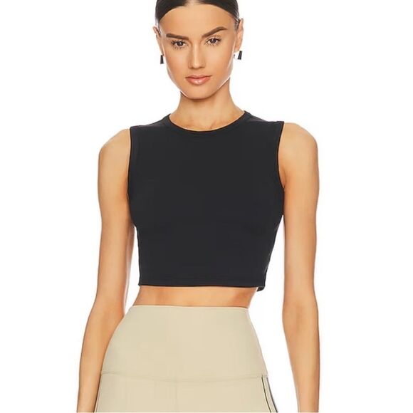 WeWoreWhat Cropped Muscle Tank Solid Black Size Medium NWT - Picture 1 of 7